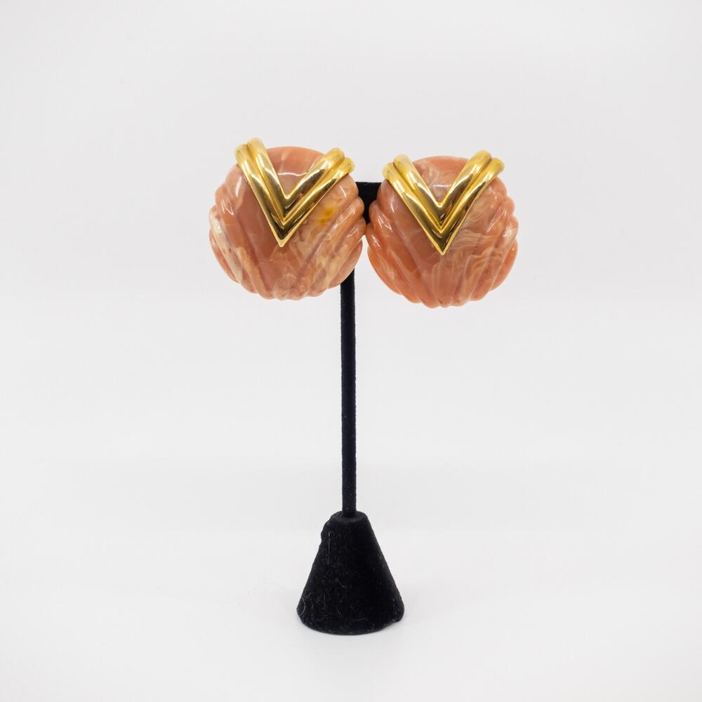Vintage Sunset Ridged Clip On Earrings